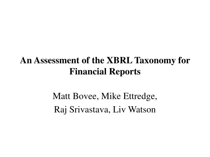 an assessment of the xbrl taxonomy for financial reports