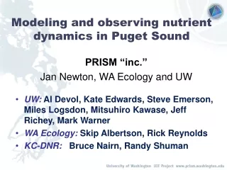 Modeling and observing nutrient dynamics in Puget Sound