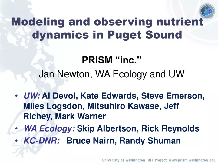 modeling and observing nutrient dynamics in puget sound