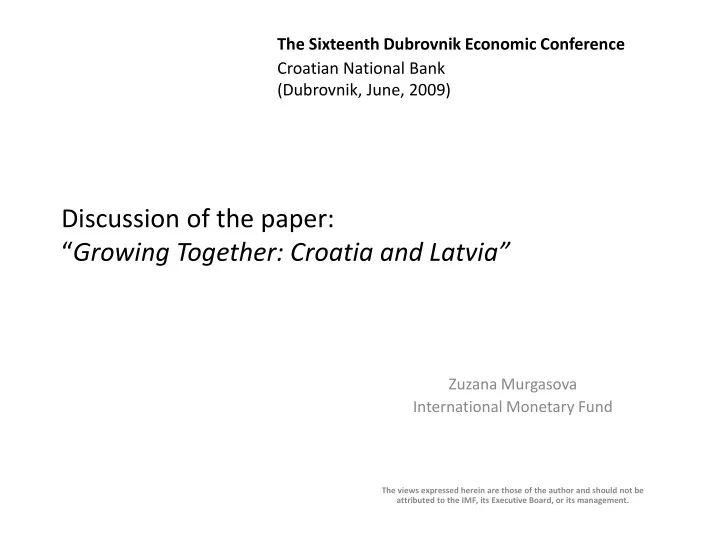 the sixteenth dubrovnik economic conference