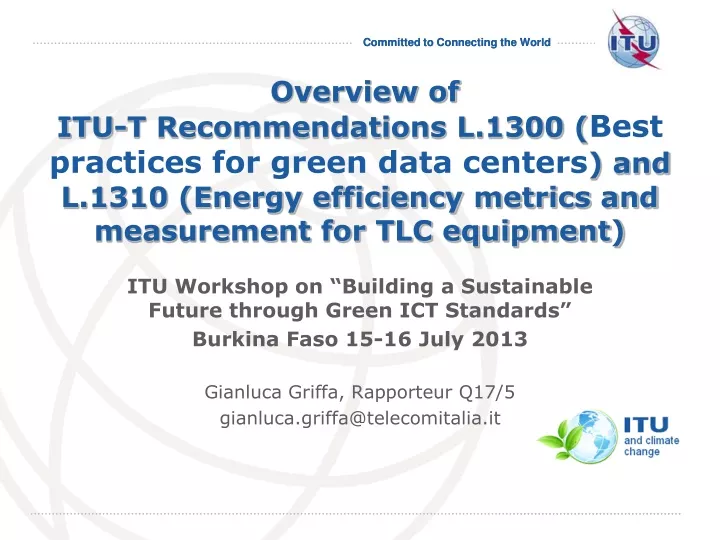overview of itu t recommendations l 1300 best
