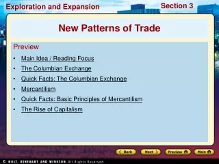Preview Main Idea / Reading Focus The Columbian Exchange Quick Facts: The Columbian Exchange