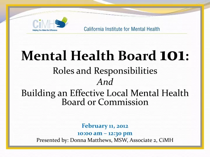 mental health board 101 roles