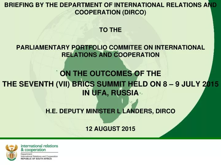 briefing by the department of international