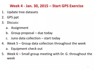Week 4 - Jan. 30, 2015 – Start GPS Exercise