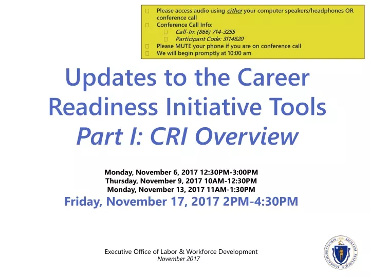 updates to the career readiness initiative tools part i cri overview