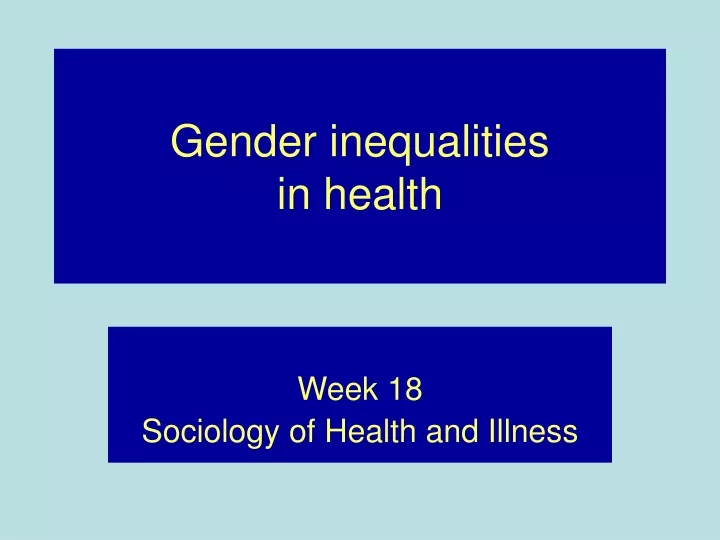 gender inequalities in health
