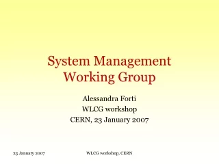 System Management  Working Group