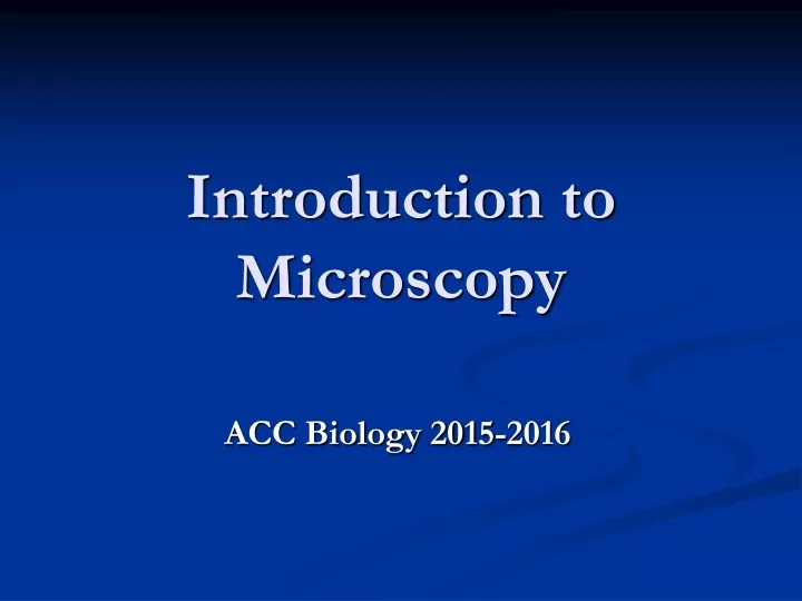 introduction to microscopy