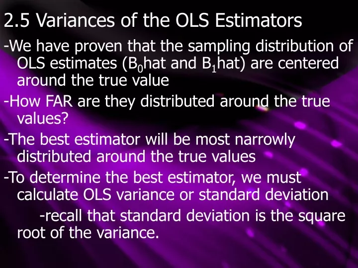 2 5 variances of the ols estimators