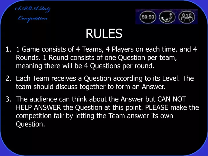 rules 1 game consists of 4 teams 4 players