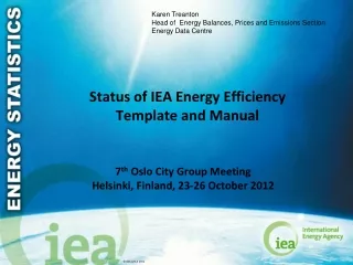 Status of IEA Energy Efficiency Template and Manual
