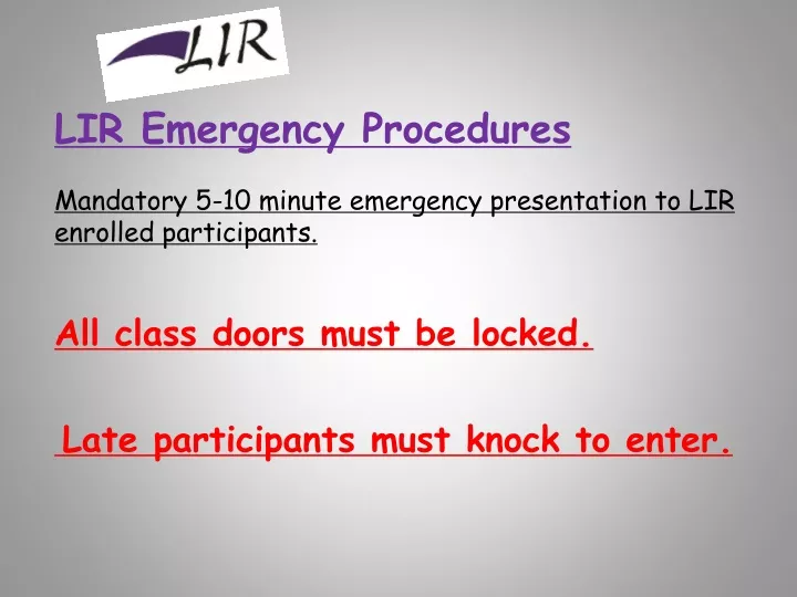lir emergency procedures mandatory 5 10 minute