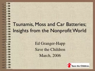 Tsunamis, Moss and Car Batteries; Insights from the Nonprofit World
