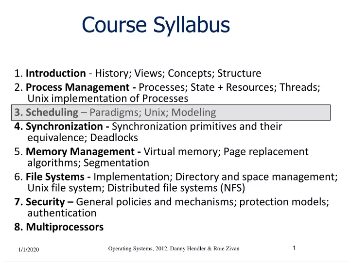 course syllabus