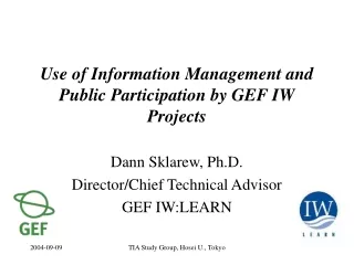 Use of Information Management and Public Participation by GEF IW Projects