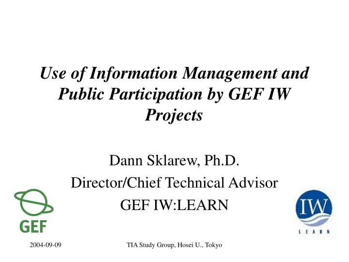 use of information management and public participation by gef iw projects