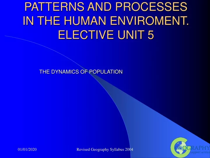 patterns and processes in the human enviroment elective unit 5