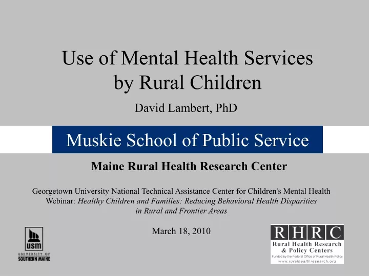 use of mental health services by rural children