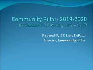 Community Pillar - 2019-2020 Presentation for DDs Meeting – July 5-7, 2019