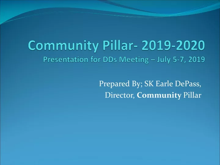 community pillar 2019 2020 presentation for dds meeting july 5 7 2019