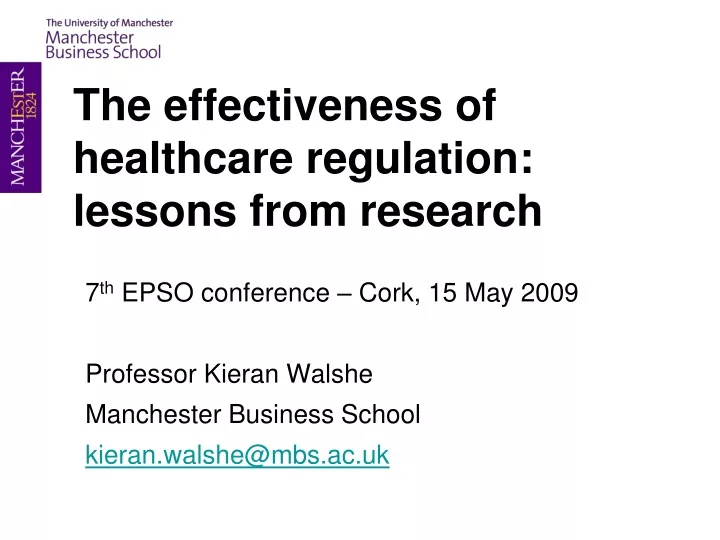 the effectiveness of healthcare regulation lessons from research