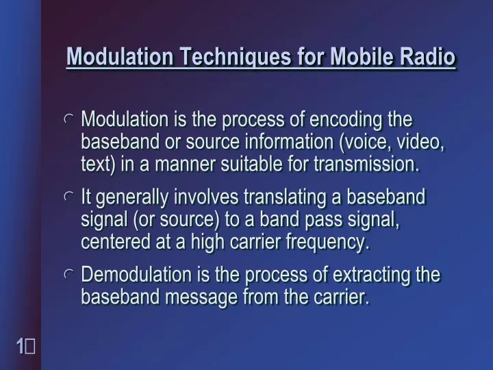 modulation techniques for mobile radio