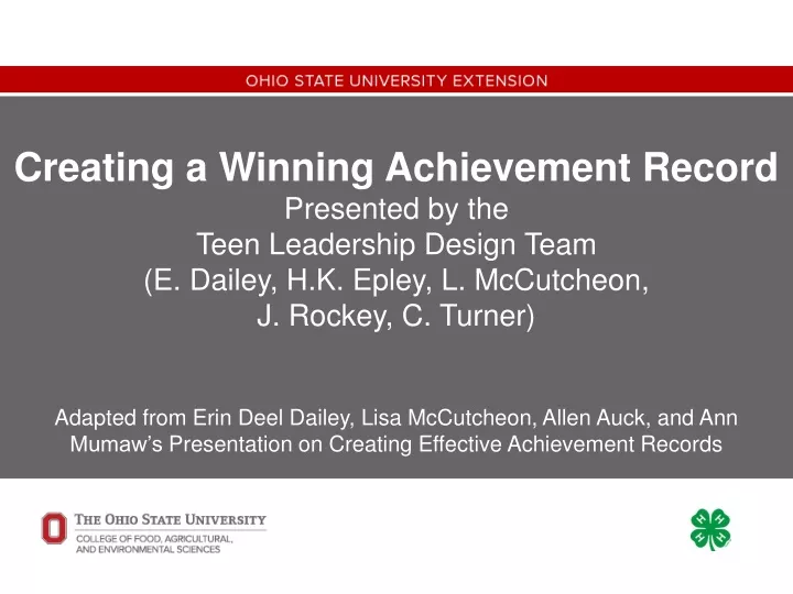 creating a winning achievement record presented