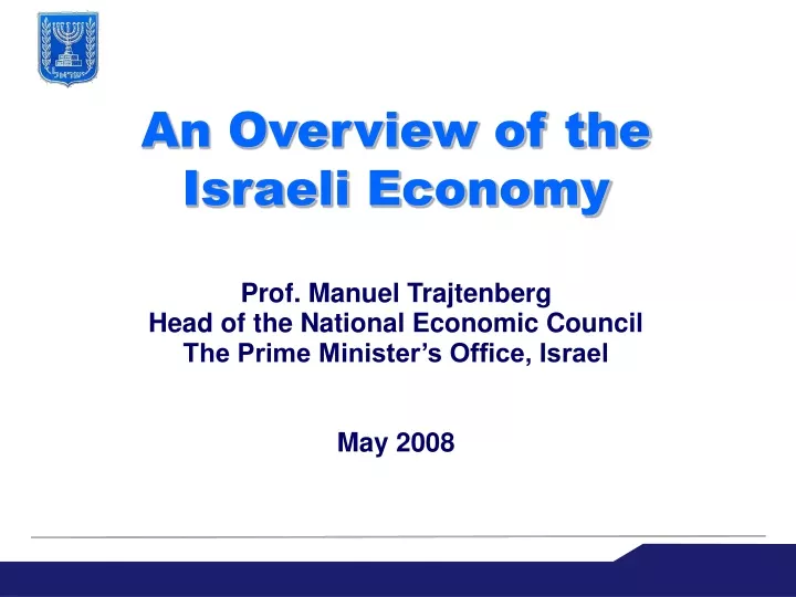 an overview of the israeli economy prof manuel