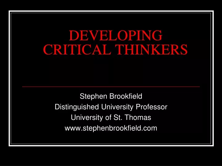 developing critical thinkers