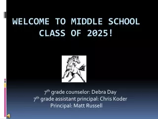 Welcome TO Middle School class  of 2025!