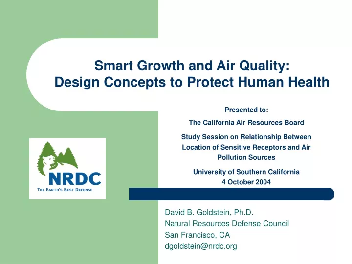 smart growth and air quality design concepts to protect human health