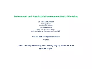 Environment and Sustainable Development Basics Workshop