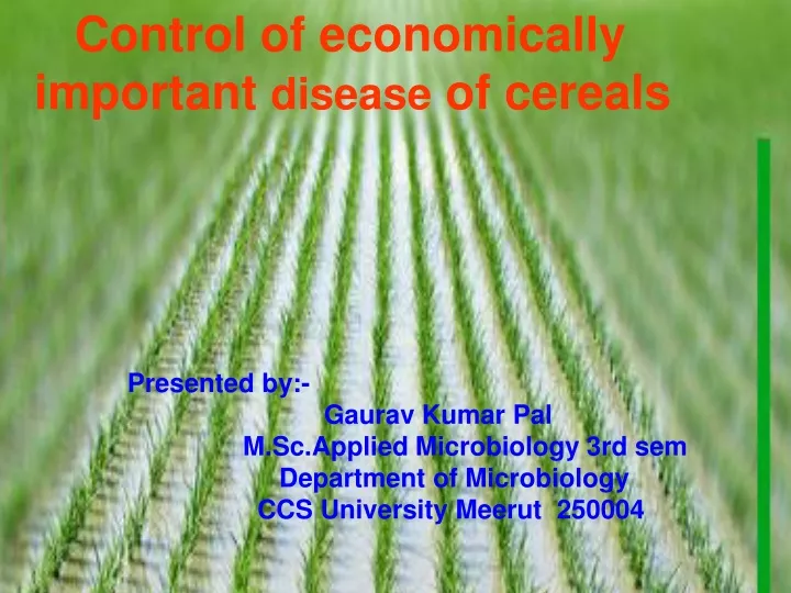 control of economically important disease