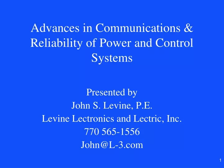 advances in communications reliability of power and control systems