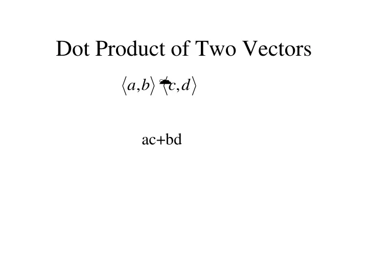 dot product of two vectors