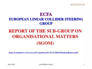 ECFA EUROPEAN LINEAR COLLIDER STEERING GROUP