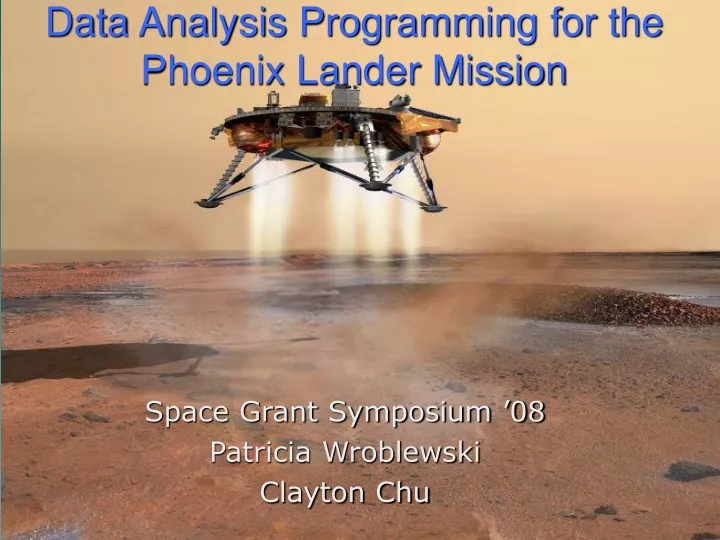 data analysis programming for the phoenix lander mission