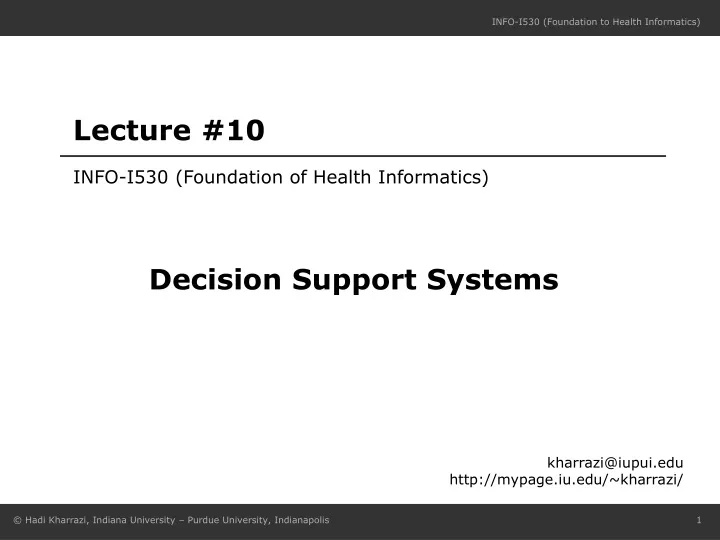 info i530 foundation of health informatics