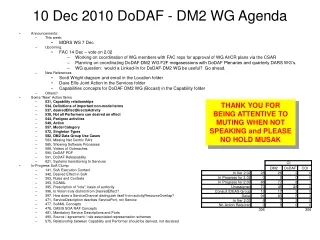 10 Dec 2010 DoDAF - DM2 WG Agenda