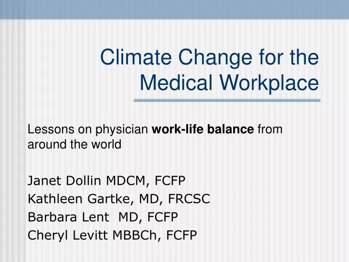 climate change for the medical workplace