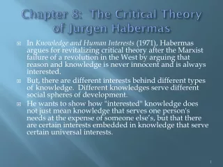 Chapter 8:  The Critical Theory of  Jurgen Habermas