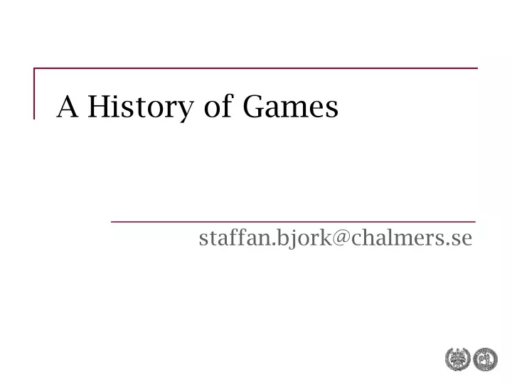 history of games presentation