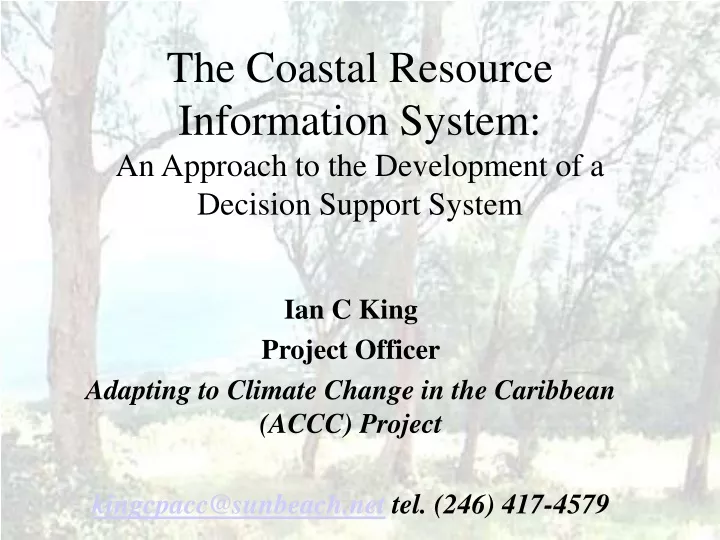 the coastal resource information system an approach to the development of a decision support system