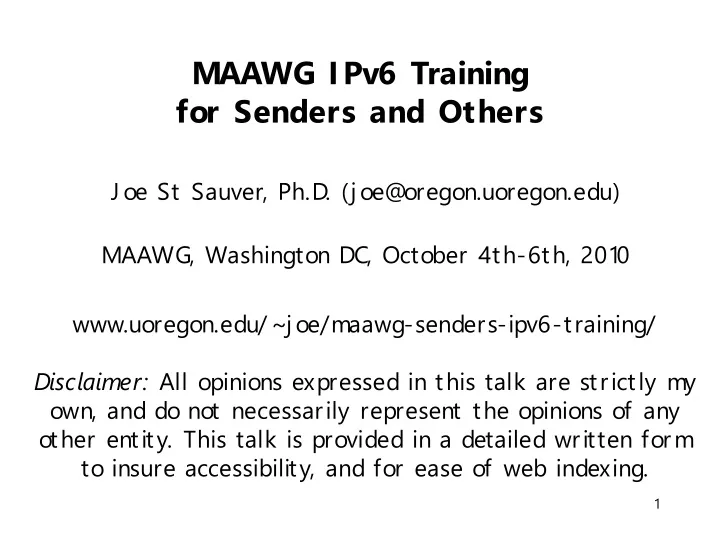 maawg ipv6 training for senders and others