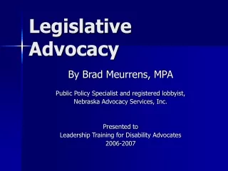 Legislative Advocacy