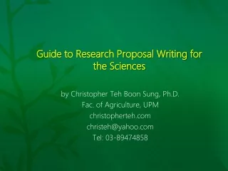 Guide to Research  Proposal Writing for the Sciences