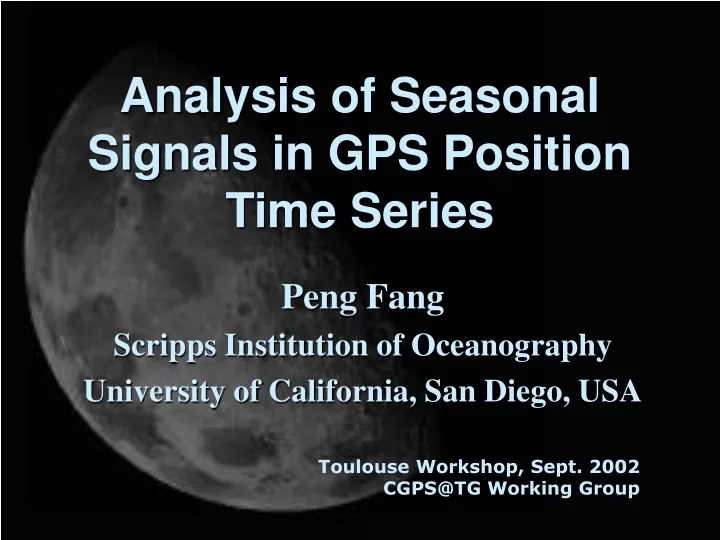 analysis of seasonal signals in gps position time series