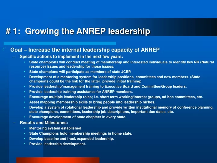 1 growing the anrep leadership