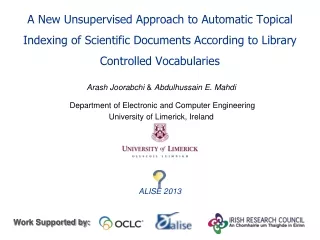 Arash Joorabchi  &amp;  Abdulhussain E. Mahdi  Department of Electronic and Computer Engineering